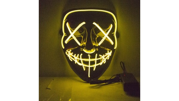 Светящаяся неоновая маска "Судная ночь" цвет: Жёлтый
