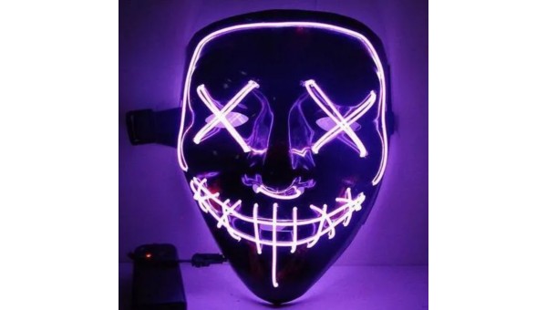Светящаяся неоновая маска "Судная ночь" цвет: Фиолетовый