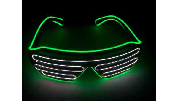 Светящиеся неоновые очки, цвет: Зелено-белый