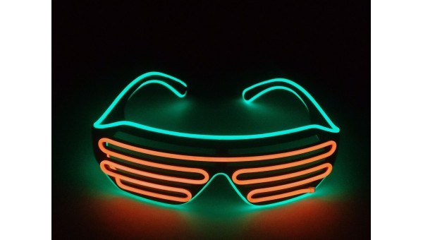 Светящиеся неоновые очки, цвет: Зелено-оранжевый