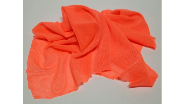 Флуоресцентная ткань Сетка-стрейч, цвет: Красно-Оранженый, 1 метр