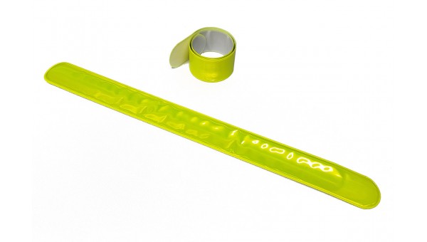 Браслет светоотражающий самозакрепляющийся "мягкий пластик", всепогодный, цвет: лимонный, 3х30 см