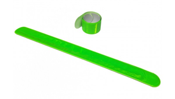 Браслет светоотражающий самозакрепляющийся "мягкий пластик", всепогодный, цвет: зеленый, 3х30 см