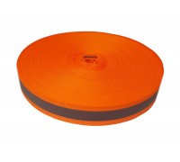 Лента светоотражающая, флуоресцентно оранжевая с серой полосой влагозащищенная, ширина 20 мм, 1 метр