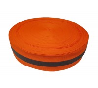 Лента светоотражающая, флуоресцентная оранжевая с серой полосой влагозащищенная, ширина 50 мм, 1 метр