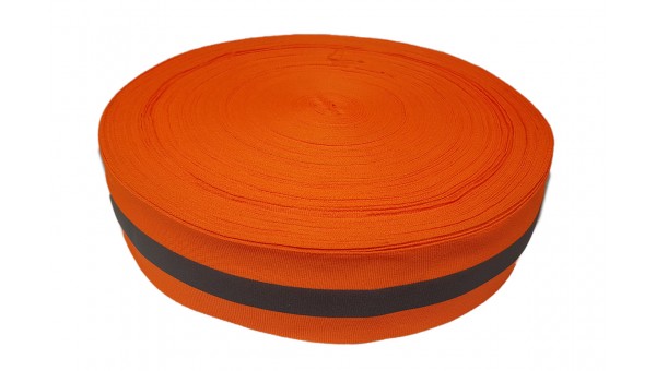 Лента светоотражающая, флуоресцентная оранжевая с серой полосой влагозащищенная, ширина 50 мм, 1 метр